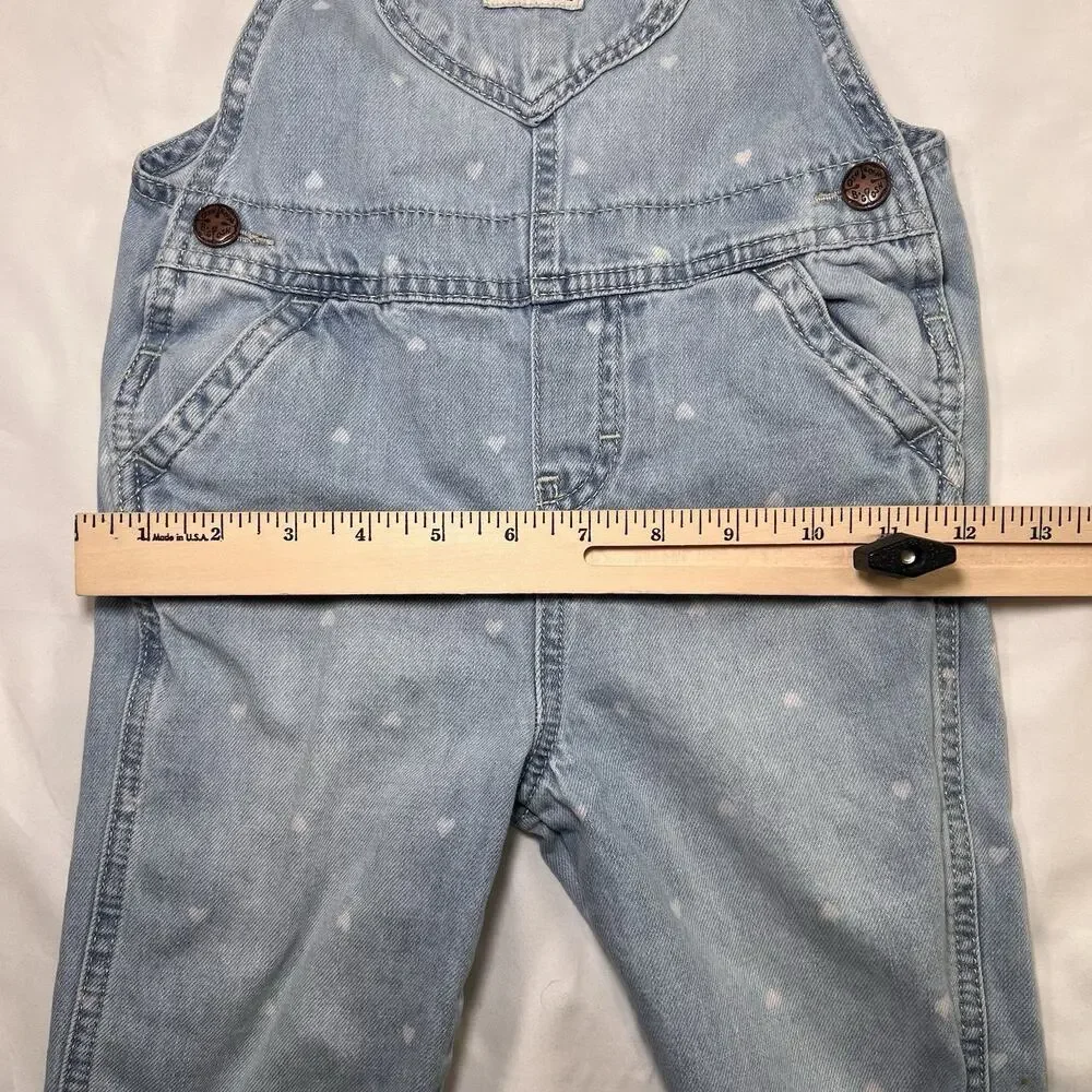 Osh Kosh B’gosh Overalls Toddler Girl Size 4T Blue Denim Heart AOP Heart Pocket